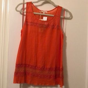 Mystree Gaia Crochet Detail Sheer Cotton Tank